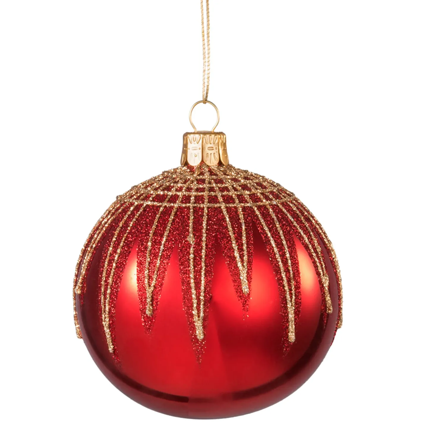 Glaskugel rot mit Glitterdach, 8 cm Sale
