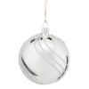 Glaskugel silber mit Glitzerdekor, 8 cm Outlet