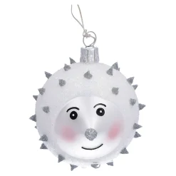 Glaskugel silber mit Igel, 6 cm Discount