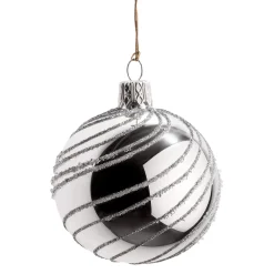 Glaskugel silber mit silber Spiraldekor, 6 cm Best