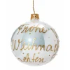 Glaskugel weiß "Frohe Weihnachten", 8 cm New