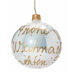 Glaskugel weiß "Frohe Weihnachten", 8 cm New