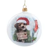 Glaskugel weiß matt "Hundeweihnacht", 10 cm
