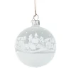 Glaskugel weiß matt "Weihnachtsdorf", 7 cm Discount