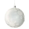 Glaskugel weiß mit Schneeflocken, 12cm Clearance