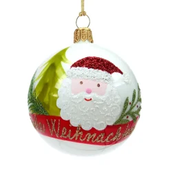 Glaskugel weiß mit Weihnachtsmann, 7 cm Sale