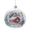 Glaskugel weiß mit winterlicher Kirche, 10 cm Online