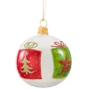 Glaskugel weiß opal mit Geschenkmotiv, 7 cm New