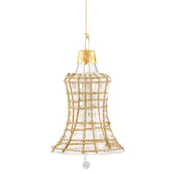 Glocke klar mit Glitzer gold/weiß