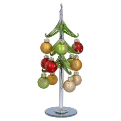 Grüner Glasbaum mit bunten Kugeln, 23 cm Clearance