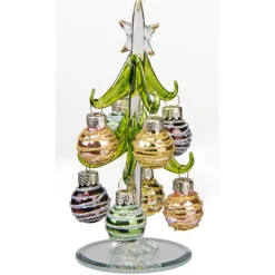 Grüner Glasbaum mit goldenen Kugeln Hot
