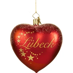 Poesie in Glas Herz "Grüße vom Weihnachtsmarkt Lübeck" Clearance