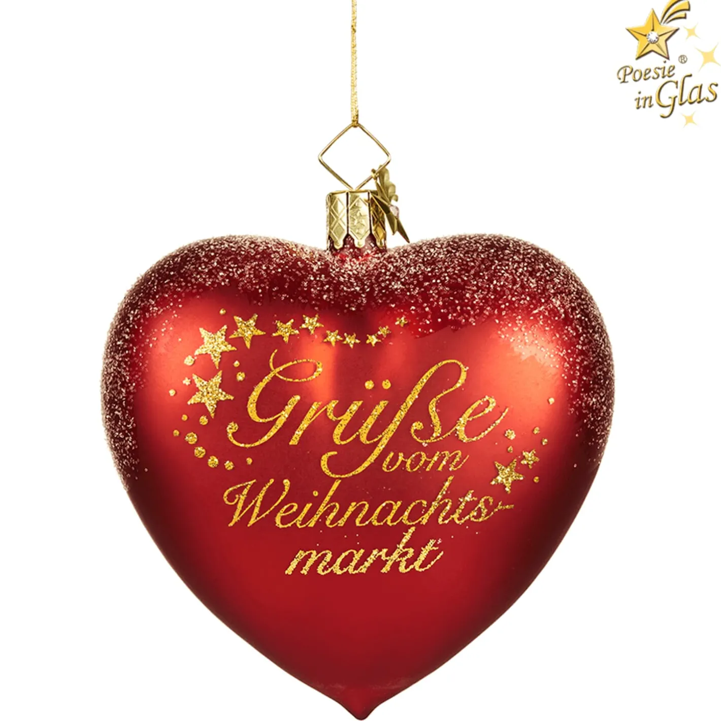 Poesie in Glas Herz "Grüße vom Weihnachtsmarkt Lübeck" Clearance