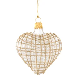 Herz klar mit Glitzer gold/weiß New