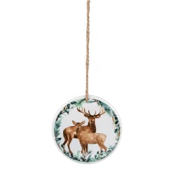 Hängeornament aus Steingut mit Hirschen, 10 cm Sale