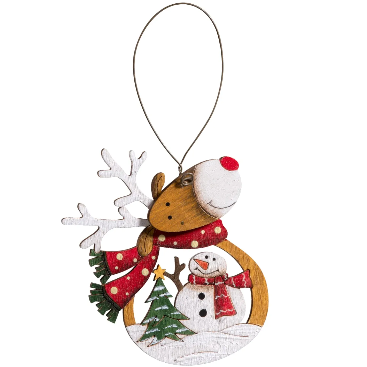 Hängeornament "Rentier mit Winterszene"