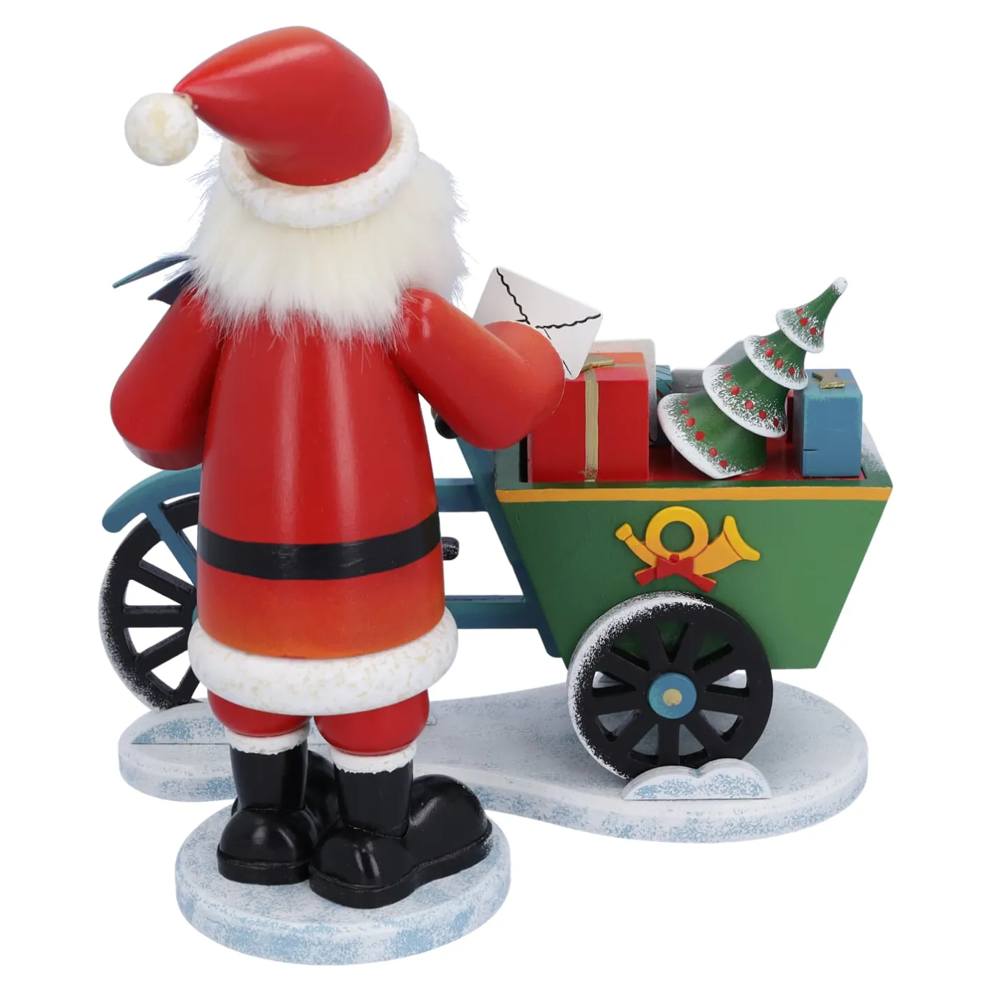 Käthes Original Holzknoddl "Weihnachtsmann mit Lastenrad", Räuchermännchen Clearance
