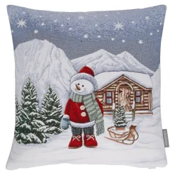 Sandner Kissenhülle "Schneemann mit Schlitten" Hot