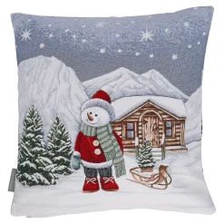 Sandner Kissenhülle "Schneemann mit Schlitten" Hot