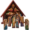 Krippenhaus "Heilige Familie" mit 11 Figuren New