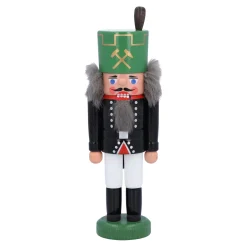 HODREWA Nussknacker "Bergmann", grün gold, 15,5 cm New