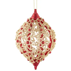 Olive mit filigranen Sternen, rot Discount