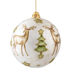 Perlmuttkugel mit Rentiere, 9 cm Sale