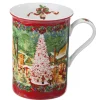 Porzellan-Tasse "Weihnachtsdorf", rot Discount