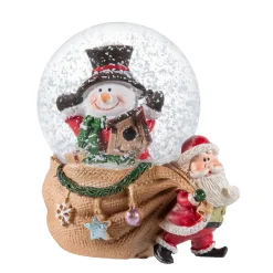 Schneekugel "Weihnachtsmann mit riesigem Geschenksack" Hot