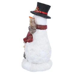 Schneemann mit Eule und Eichhörnchen, LED Discount