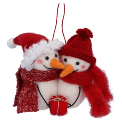 Schneemannpaar mit Geschenk, Filz-Baumbehang Sale