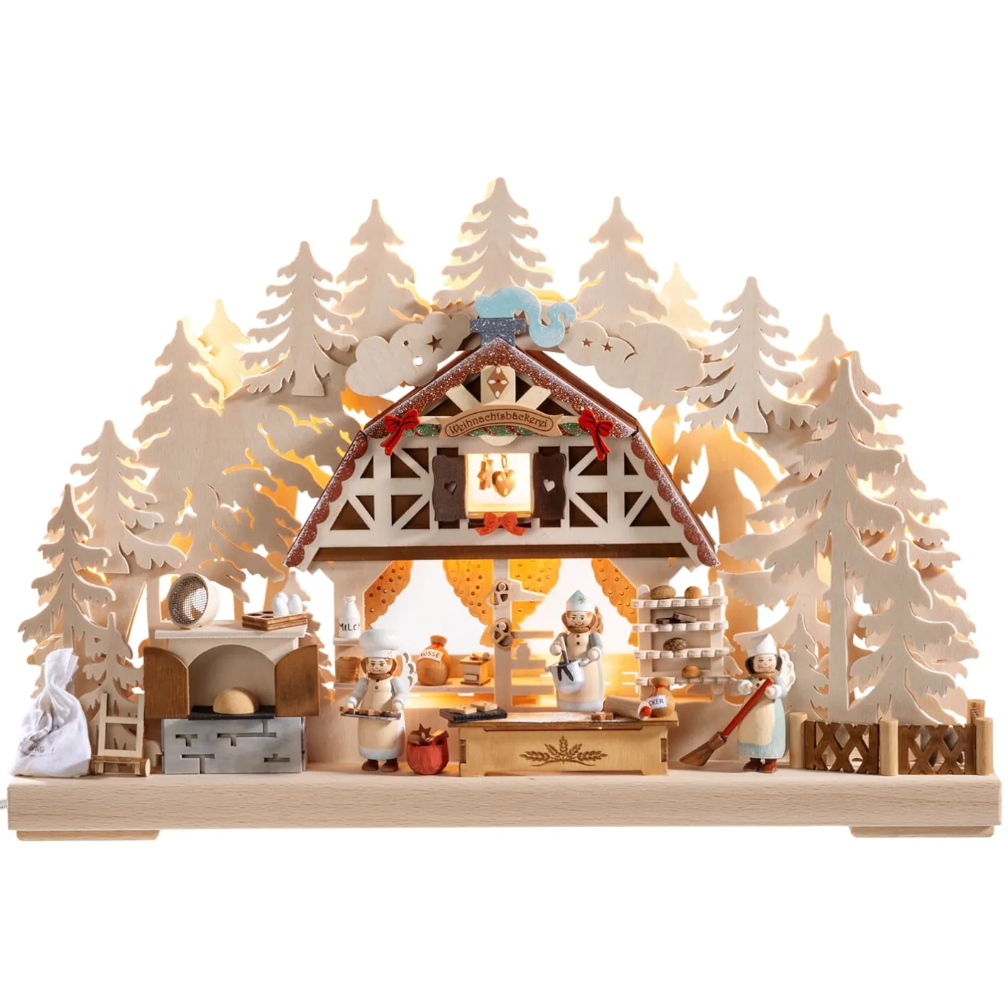 Käthes Original Schwibbogen "In der Weihnachtsbäckerei", 230V mit USB A-Anschluss New
