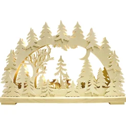 RATAGS Holzdesign Schwibbogen "Rehe in der Abenddämmerung", 115V mit USB A-Anschluss Discount