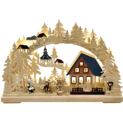 RATAGS Holzdesign Schwibbogen "Weihnacht in Seiffen", 230V mit USB A-Anschluss Discount