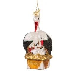 Poesie in Glas Storchenfamilie mit "Alsace"-Schriftzug