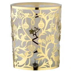 Teelichtglas "Waldweihnacht" gold Best