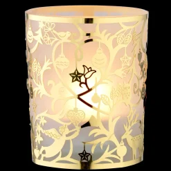 Teelichtglas "Waldweihnacht" gold Best