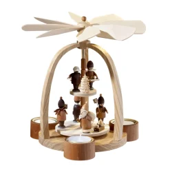 Teelicht-Pyramide "Weihnachtsmann mit Striezelkinder" Sale