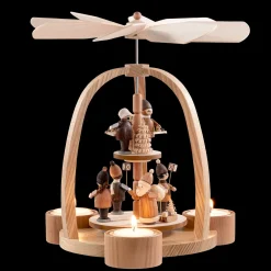 Teelicht-Pyramide "Weihnachtsmann mit Striezelkinder" Sale