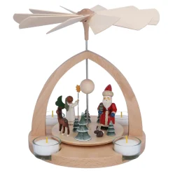 Teelicht-Pyramide "Weihnachtsmann mit Engel" Discount