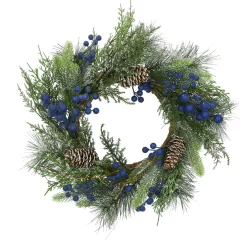 Tür- oder Tischkranz mit blauen Beeren und Zapfen Clearance