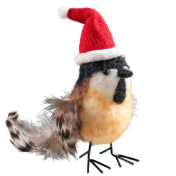 Vogel mit Nikolausmütze aus Filz Discount