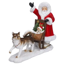 Weihnachtsmann mit Hundeschlitten, Standfigur Sale