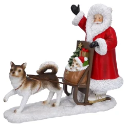 Weihnachtsmann mit Hundeschlitten, Standfigur Sale