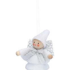 Käthes Original Weihnachtswichtel auf Glocke, weiß, Holz-Baumbehang New