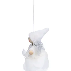 Käthes Original Weihnachtswichtel auf Rose, weiß, Holz-Baumbehang New