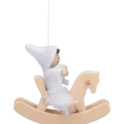 Käthes Original Weihnachtswichtel auf Schaukelpferd, weiß, Holz-Baumbehang Discount