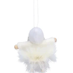 Käthes Original Weihnachtswichtel auf Schlitten, weiß, Holz-Baumbehang Discount