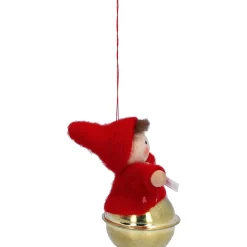 Käthes Original Weihnachtswichtel auf Schelle, rot, Holz-Baumbehang Discount