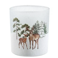 Windlicht "Hirsche im Schnee", 10cm New